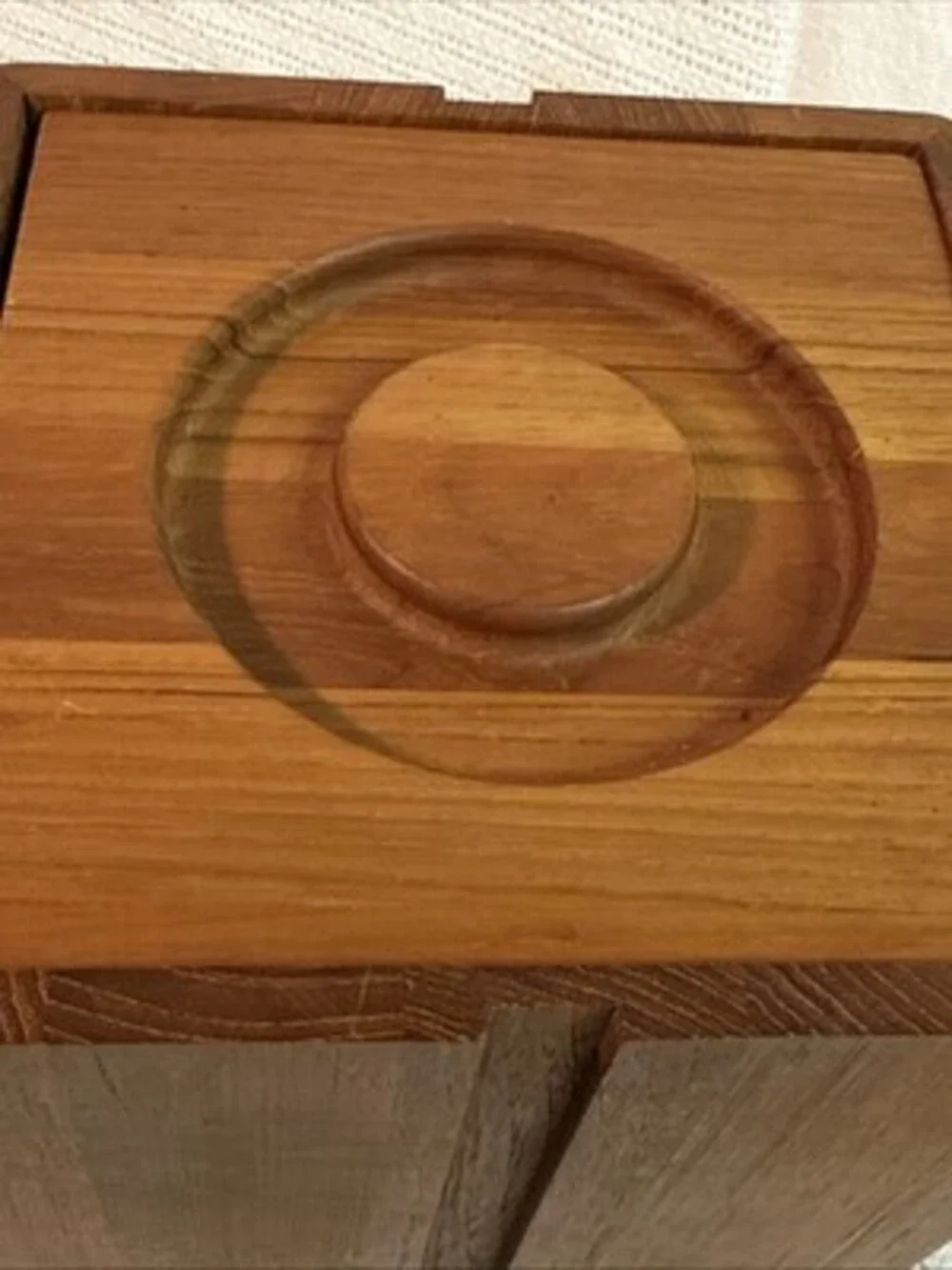 Vintage Selandia Designs Teakwood Cube/Box Bullseye Lid Ice Bucket MCM 8x8x8